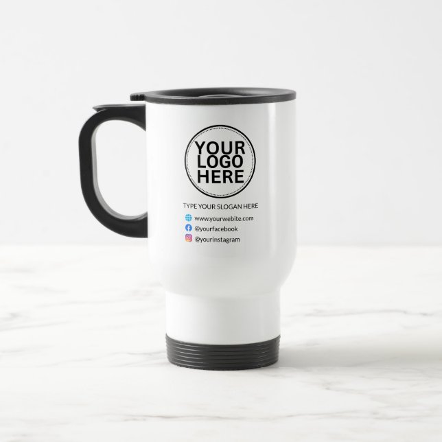 Custom Logo With Slogan Social Travel Mug (Left)