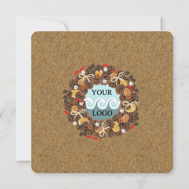 Custom logo wooden business holiday card (Front)