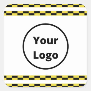 Custom logo yellow and black blocks square sticker