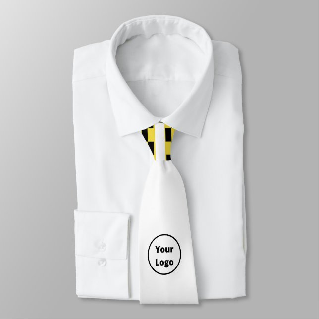 Custom logo yellow and black blocks tie (Tied)