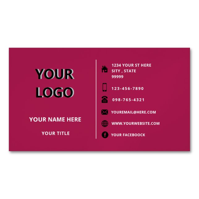 Custom Logo Your Branded Info Business Card Magnet (Front)