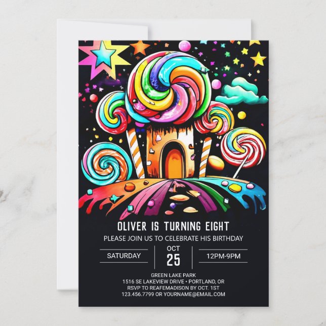 Custom Lollipop Wonderland Birthday Invitation (Front)