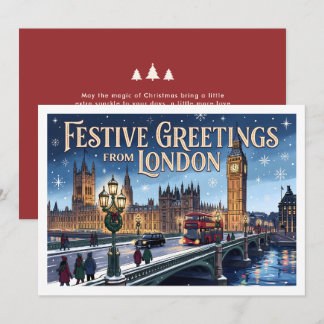 Custom London Christmas Festive Big Ben Holiday Card
