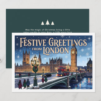 Custom London Christmas Festive Big Ben Holiday Card