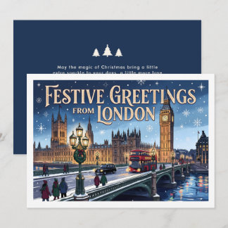 Custom London Christmas Festive Big Ben Holiday Card