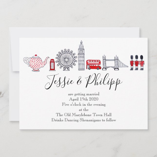 Custom London Wedding Invitation (Front)