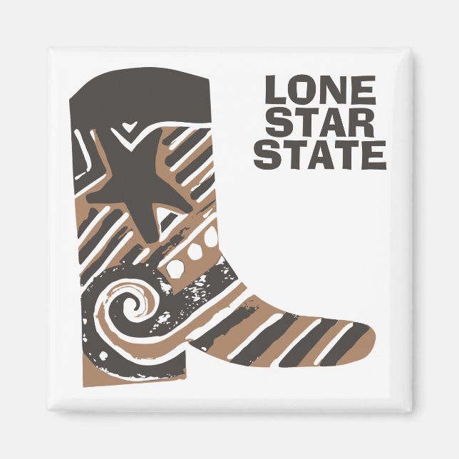 custom lone star cowboy boot magnet (Front)