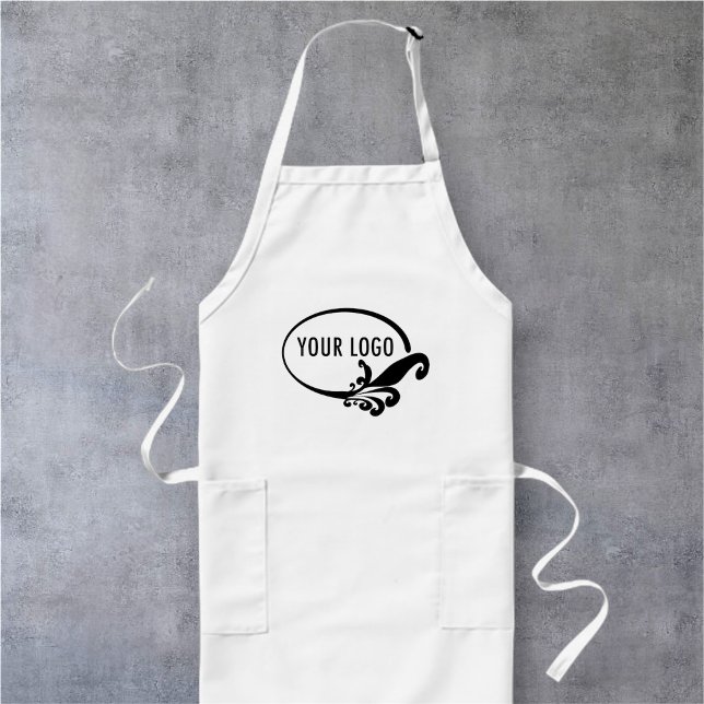 Custom Long White Apron Uniform with Pockets (MISOOK White Apron with Logo)