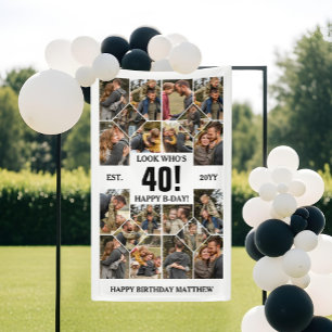 Custom Look Who's 40 Happy Birthday Photo Collage Banner