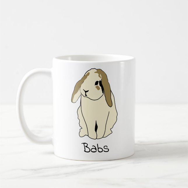 Custom Lop Rabbit Name Mug - Personalised Rabbit (Left)
