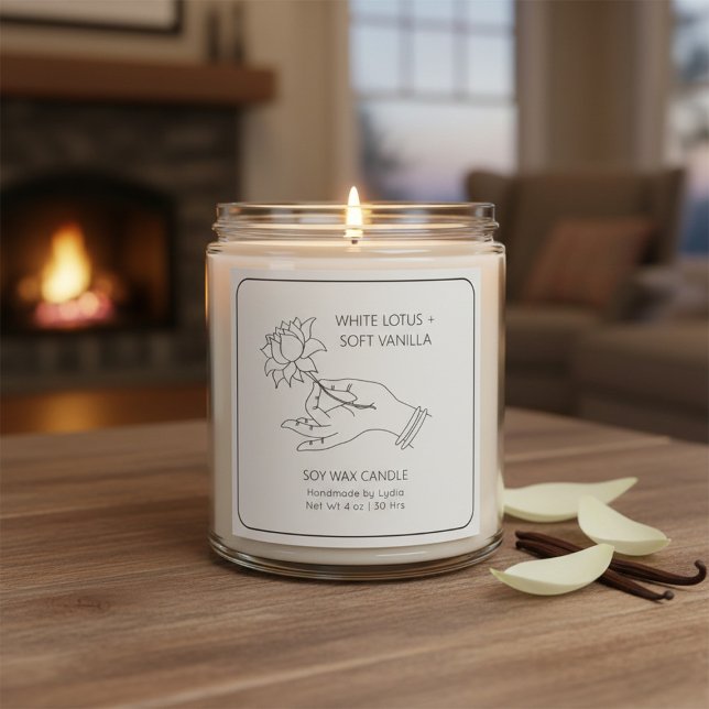 Custom Lotus Hand Meditation Candle Square Sticker (Creator Uploaded)