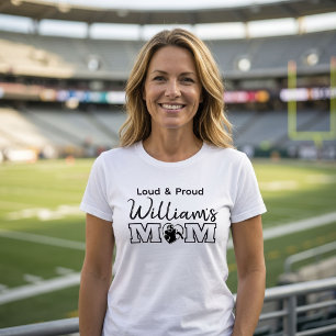 Custom Loud Proud Football Mum Name Game Day T-Shirt