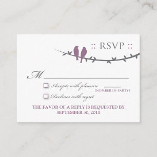 ::custom:: Love Birds 3.5x2.5" Grey/Purple RSVP Enclosure Card