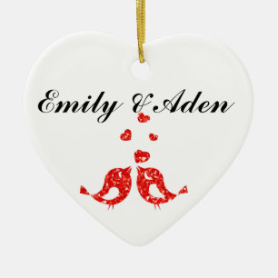 Custom Love Birds Ceramic Tree Decoration