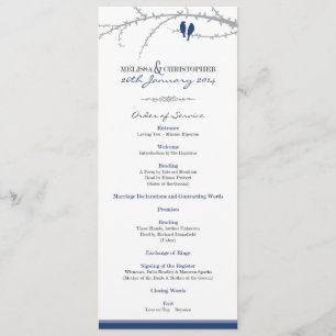 Custom Love Birds Order of Service (navy) Programme