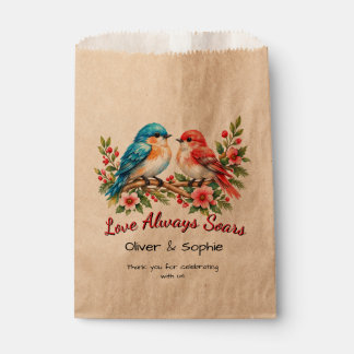 Custom Love Birds Watercolor Wedding Anniversary Favour Bags