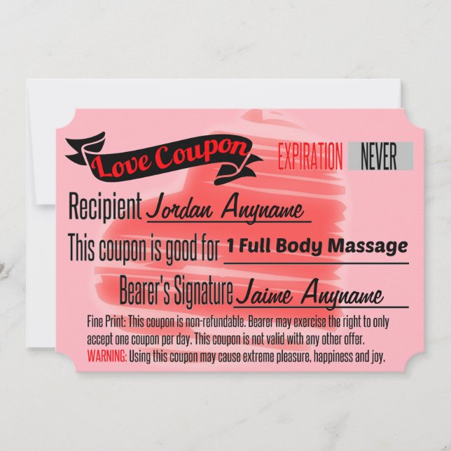 CUSTOM Love Coupon for Full Body Massage (Front)