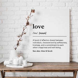 Custom love definition with family name dictionary canvas print