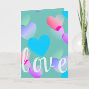 Custom Love Gliding Hearts Valentine's Day Holiday Card