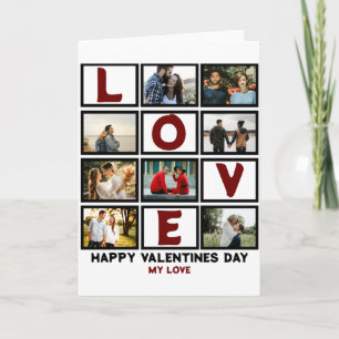 Custom Love Happy Valentines Day 8 Photo Collage T Card