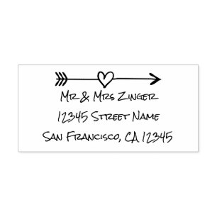 Custom love heart arrow self inking address stamp