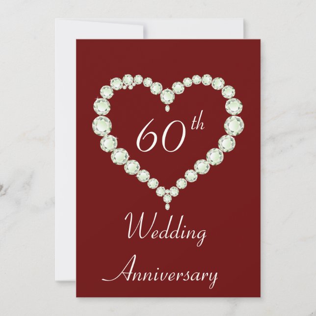 Custom Love Heart Diamond Anniversary Invitation (Front)