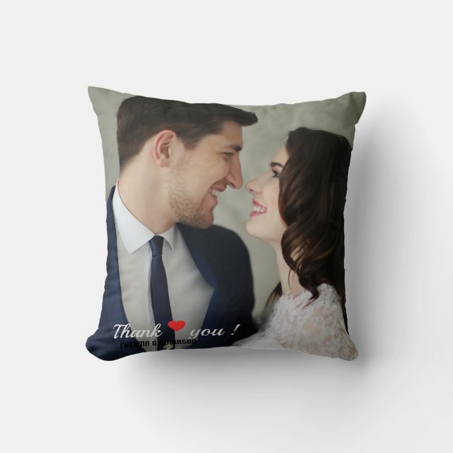 Custom love Heart Wedding Photo Cushion (Front)