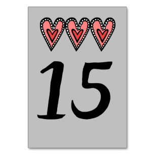Custom Love Heart Wedding Table Number