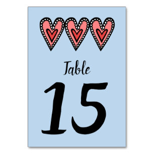 Custom Love Heart Wedding Table Number