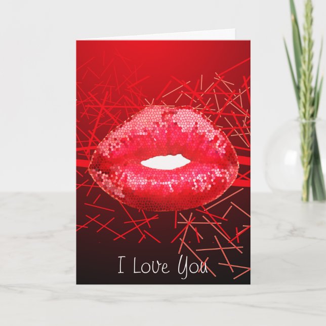 Custom Love kiss me and hearts valentine Holiday Card (Front)