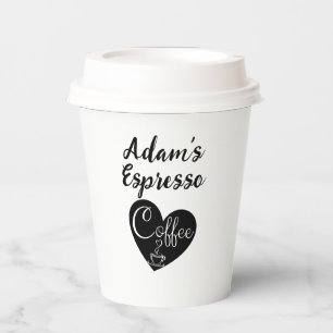 Custom Love Name, Small Coffee Espresso Paper Cups