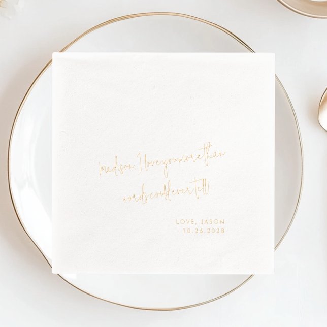 Custom Love Note Handwritten Style Wedding Vows  Foil Napkins (Creator Uploaded)