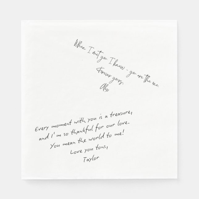 Custom Love Note Upload Your Own Handwriting Napkin (Front)