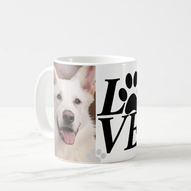 Custom LOVE Paw Print Dog Lover Mug  (Front Left)