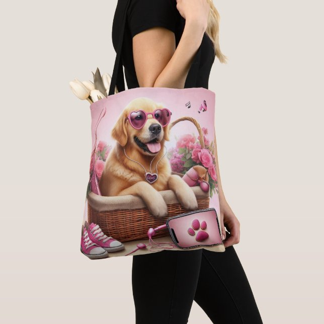 Custom LOVE Paw Print Dog Lover Pet Photo Tote Bag (Close Up)