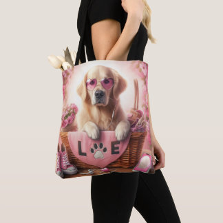 Custom LOVE Paw Print Dog Lover Pet Photo Tote Bag