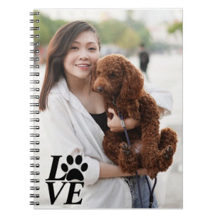 Custom Love Paw Print Photo Notebook For Dog Lover