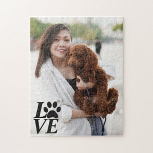 Custom Love Paw Print with Photo – For Dog lovers Jigsaw Puzzle