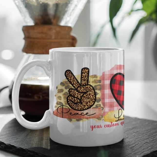 Custom Love Peace Dachshund Valentine's Day Dog Coffee Mug (Creator Uploaded)