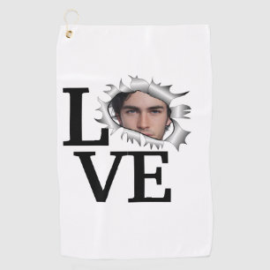 Custom love photo in a vintage hole golf towel