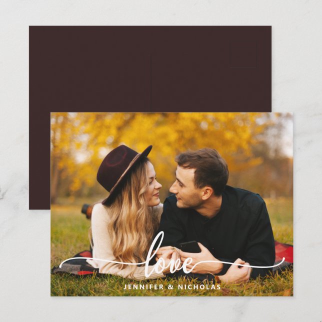 Custom Love Script Photo  Postcard (Front/Back)