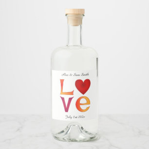 Custom LOVE Square Wedding Date Celebration Date Liquor Bottle Label