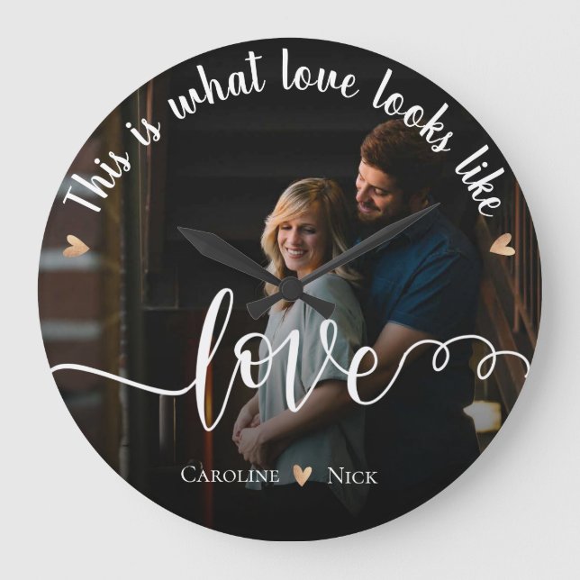 Custom LOVE "This is What Love Looks Like" Photo Large Clock (Front)