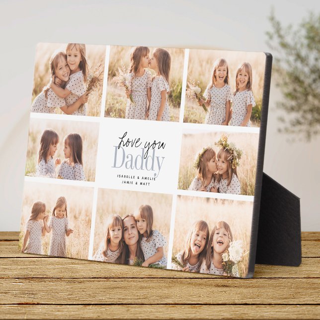 Custom Love You Daddy Fathers Day Photo Collage Plaque (Creator Uploaded)