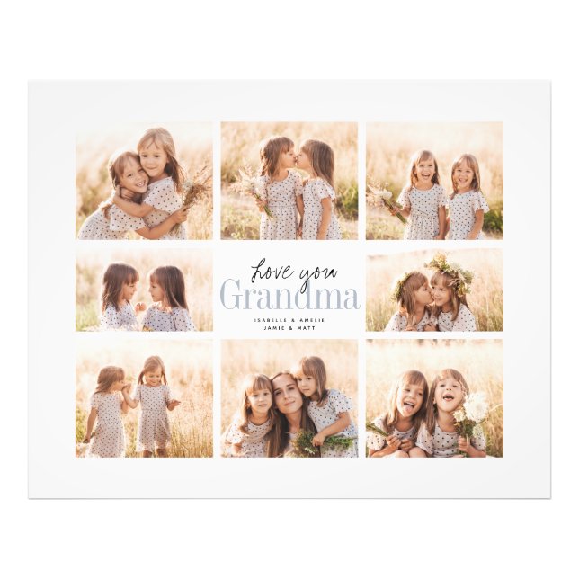 Custom Love You Grandma Grandkids Collage Photo Print (Front)