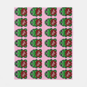 Custom Love You Kawaii Frog Heart Gift Fleece Blanket