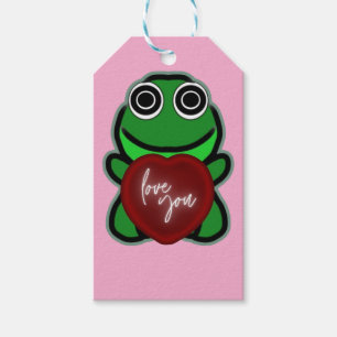 Custom Love You Kawaii Frog Heart Gift Tags