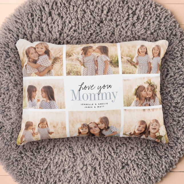 Custom Love You Mummy Mothers Day Photo Collage Decorative Cushion (Share the love with this cute collage of kids pictures for Mother's Day!)