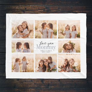 Custom Love You Mummy Mothers Day Photo Collage Fleece Blanket