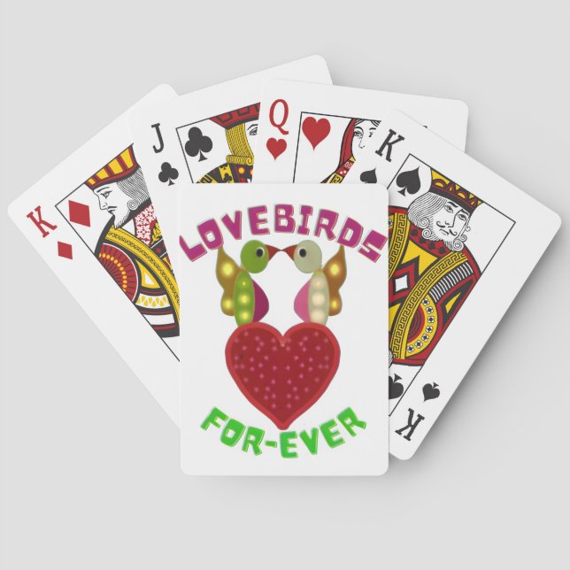 Custom Lovebirds Heart Gift Classic Playing Cards (Back)